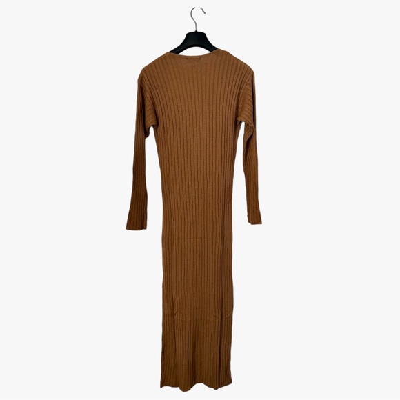 Asos Womens Brown Knit V-Neck Sweater Midi Dress - Size 6 - New - Picture 6 of 6